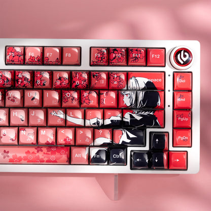Ceramic Coated Sakura Raven Glossy Japanese XDA PBT Keycaps