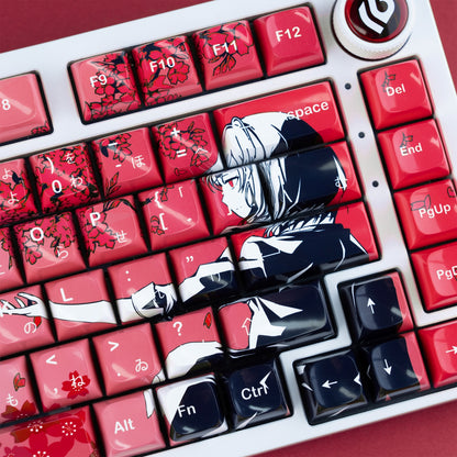 Ceramic Coated Sakura Raven Glossy Japanese XDA PBT Keycaps
