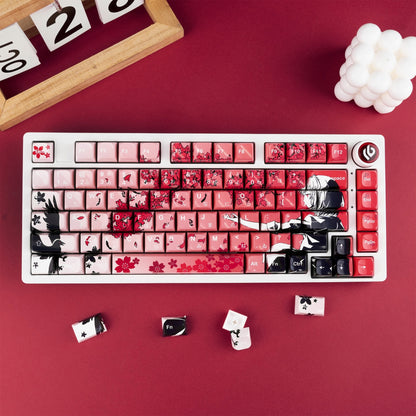 Ceramic Coated Sakura Raven Glossy Japanese XDA PBT Keycaps