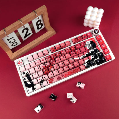 Ceramic Coated Sakura Raven Glossy Japanese XDA PBT Keycaps