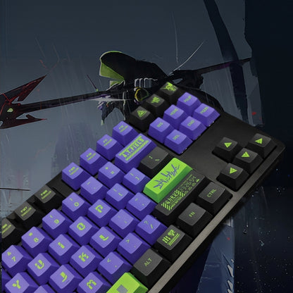 PREMIUM Neon Genesis Evangelion Unit 01 Cherry PBT Keycaps With PBT Storage Box