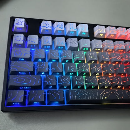 Topographic Polar Day Line Crack Side Backlit Cherry Keycaps