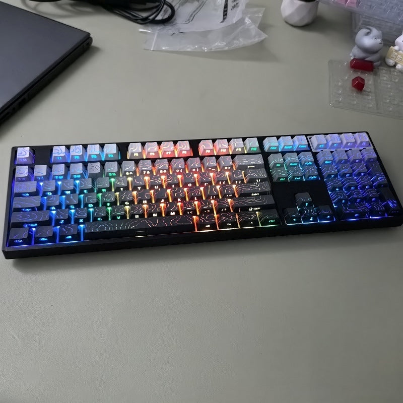 Topographic Polar Day Line Crack Side Backlit Cherry Keycaps