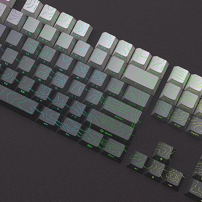 Topographic Polar Day Line Crack Side Backlit Cherry Keycaps