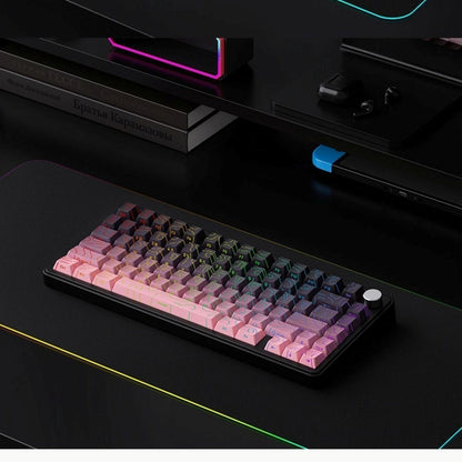 Topographic Black Pink Line Crack Side Backlit PBT Keycaps