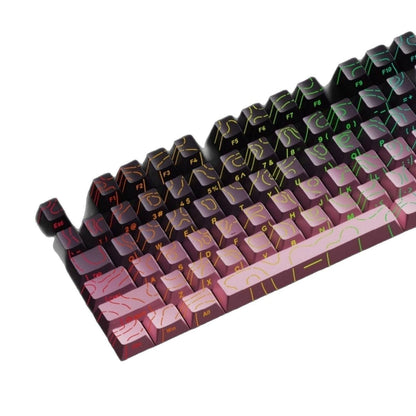 Topographic Black Pink Line Crack Side Backlit PBT Keycaps