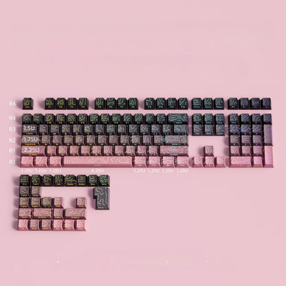 Topographic Black Pink Line Crack Side Backlit PBT Keycaps
