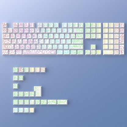 Topographic White Line Crack Side Backlit Cherry PBT Keycaps