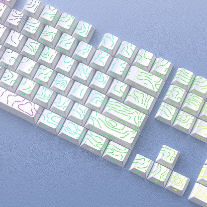 Topographic White Line Crack Side Backlit Cherry PBT Keycaps