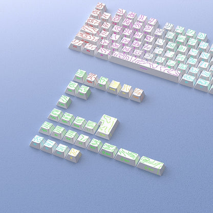 Topographic White Line Crack Side Backlit Cherry PBT Keycaps