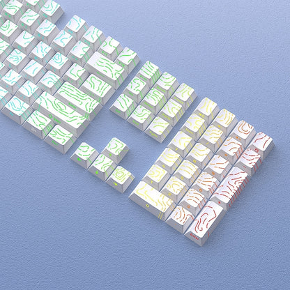 Topographic White Line Crack Side Backlit Cherry PBT Keycaps