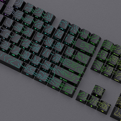 Topographic Black Line Crack Side Backlit PBT Keycaps