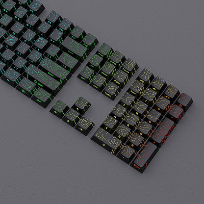 Topographic Black Line Crack Side Backlit PBT Keycaps