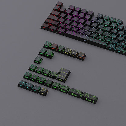 Topographic Black Line Crack Side Backlit PBT Keycaps