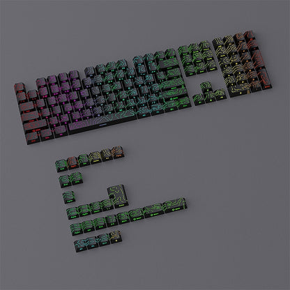 Topographic Black Line Crack Side Backlit PBT Keycaps