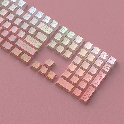 Topographic Sakura Line Crack Side Backlit Cherry PBT Keycaps