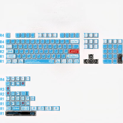 2D Comic Manga Sketched Ayanami Eva 00 Cherry PBT Keycaps