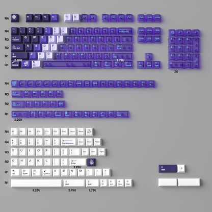 Purple Lilac Gradient 209 PBT Sublimation & Crystal Transparent Hybrid Keycaps