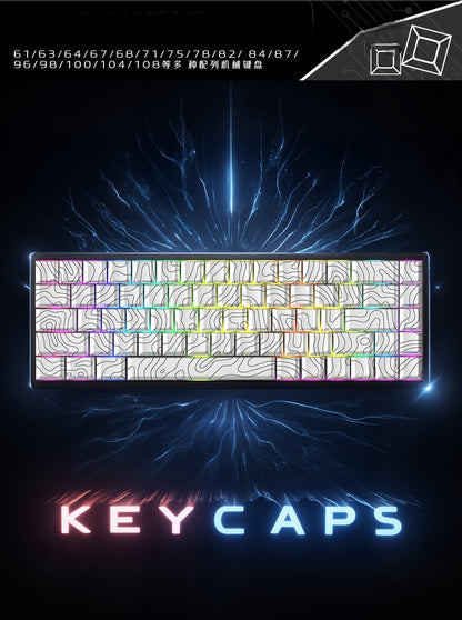 Topography White Contour Legends Only Backlit Thick PBT Keycaps