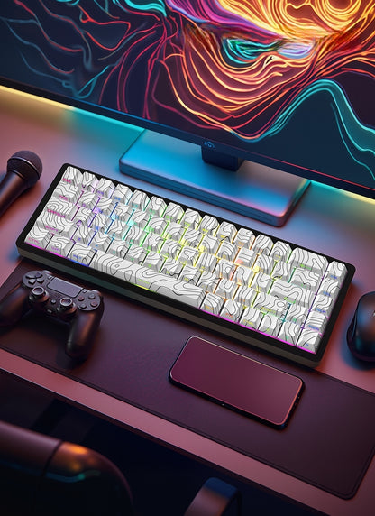 Topography White Contour Legends Only Backlit Thick PBT Keycaps