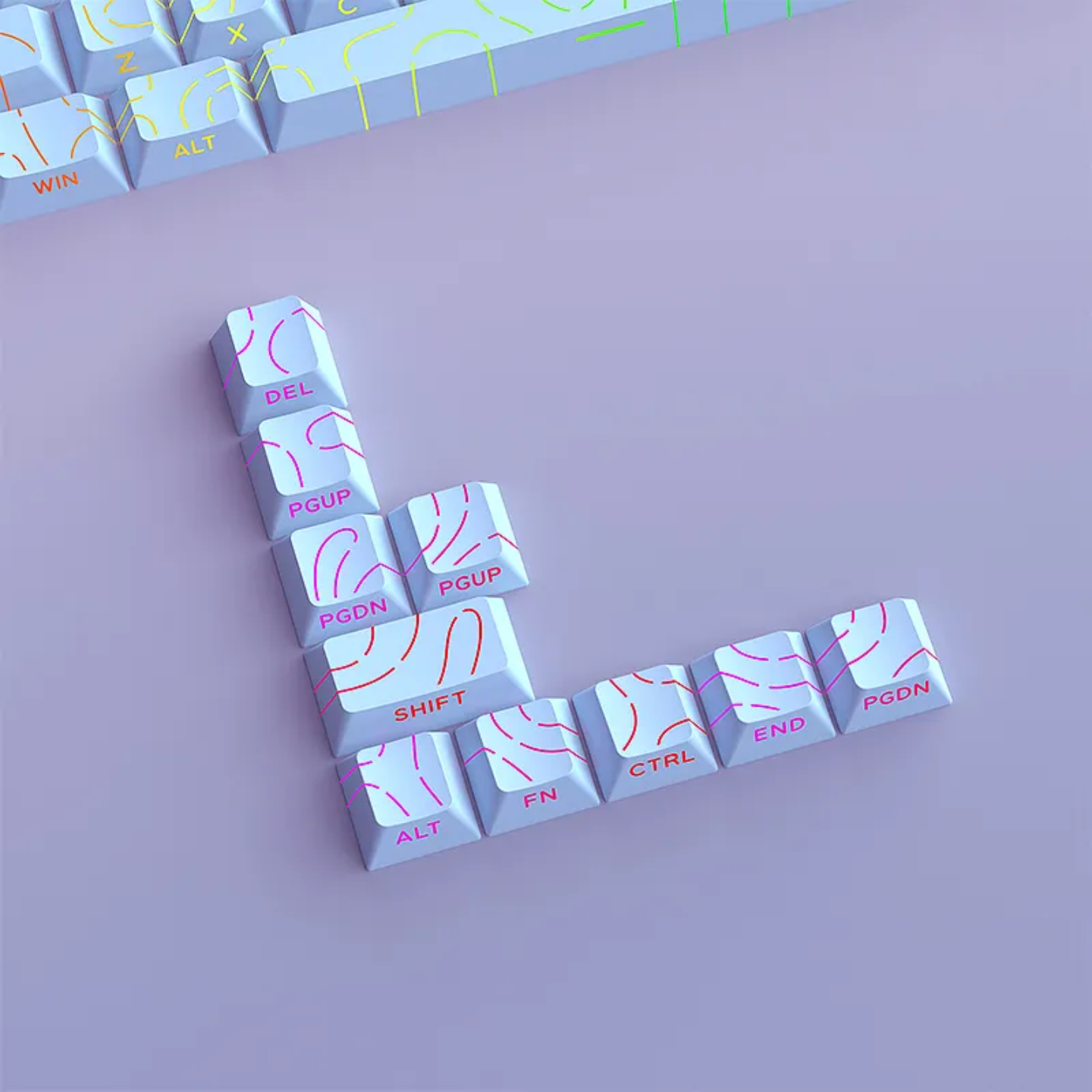 Pastel Blue Topography Line Crack Side Backlit Keycaps