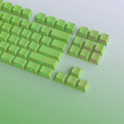 Pastel Green Topography Line Crack Side Backlit Keycaps