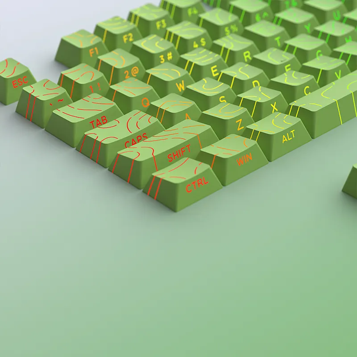 Pastel Green Topography Line Crack Side Backlit Keycaps – CuriosityCaps