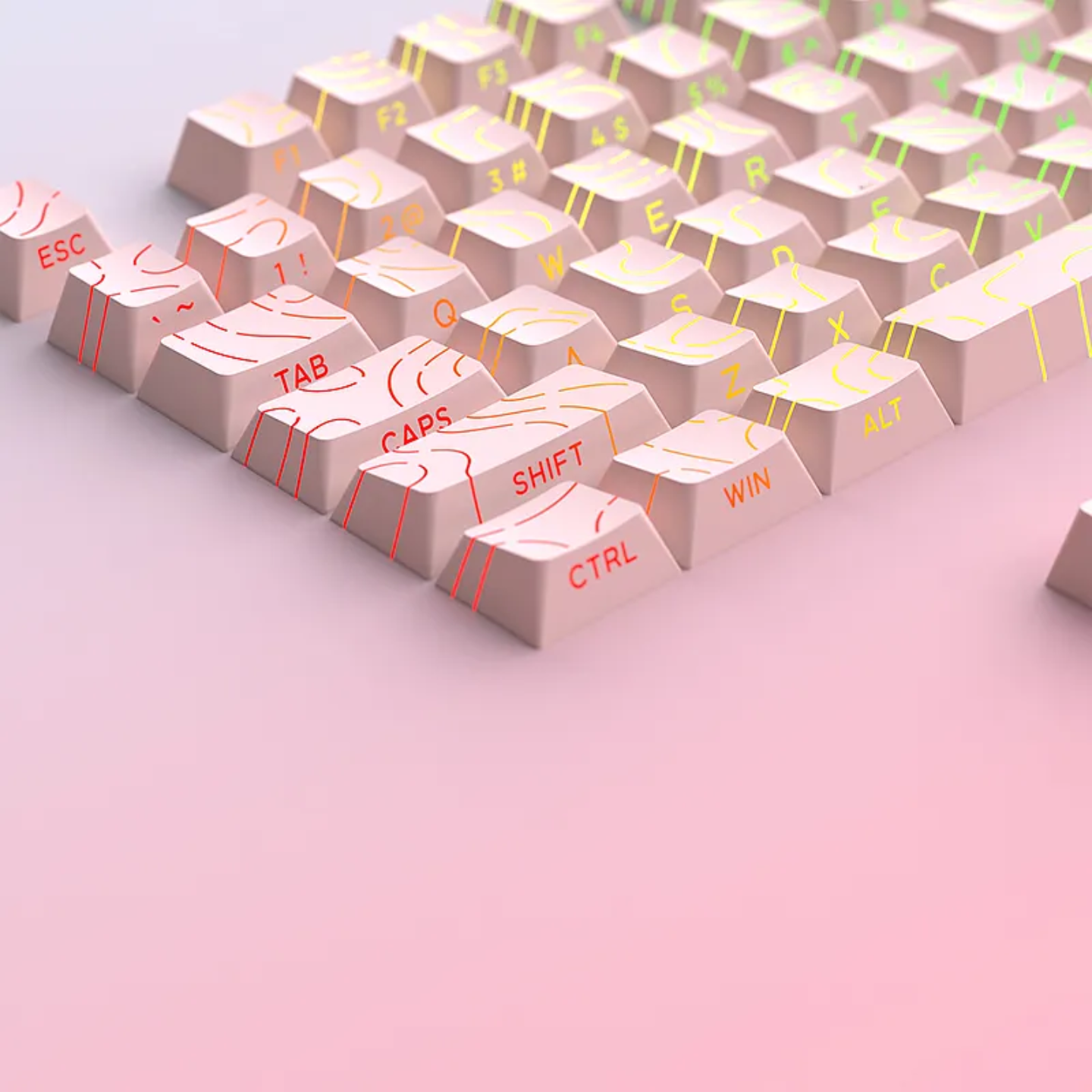 Sakura Pink Pastel Topography Line Crack Side Backlit Keycaps