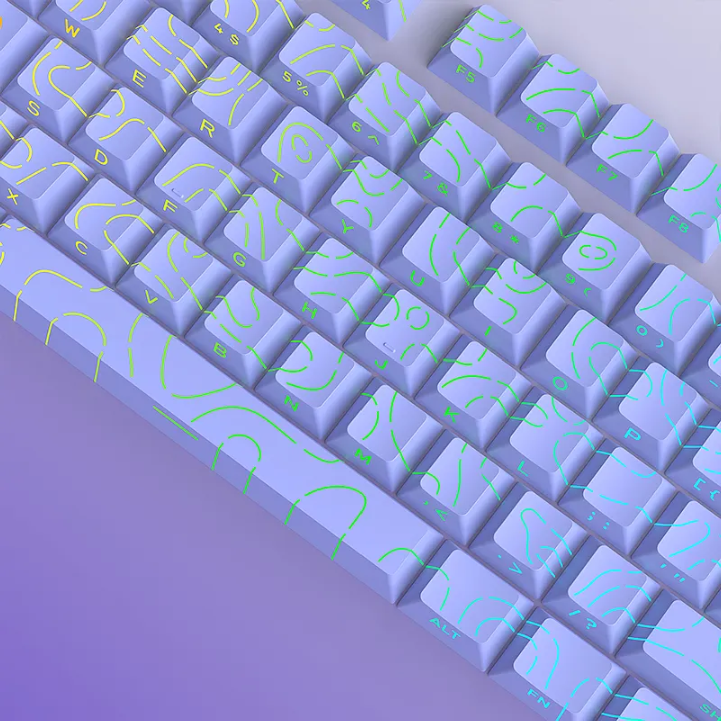 Pastel Purple Topography Line Crack Side Backlit Keycaps