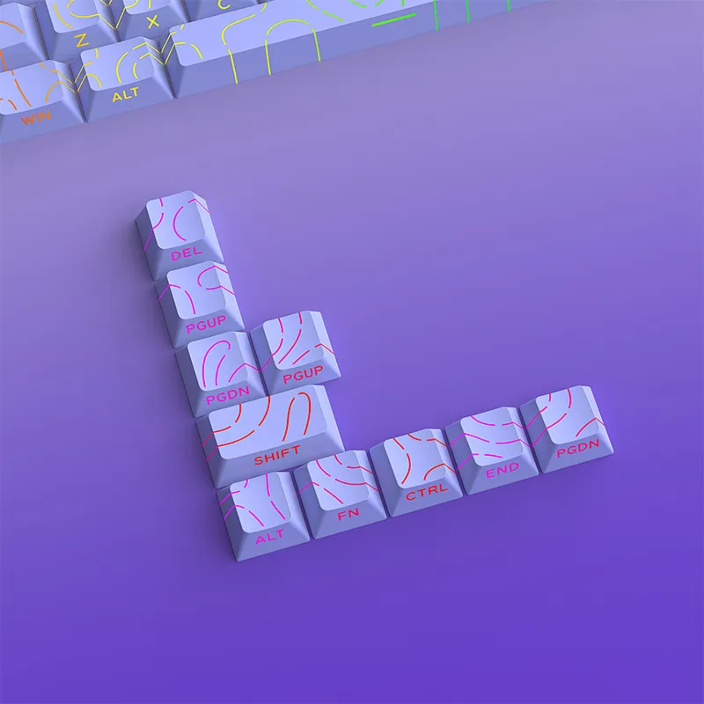Pastel Purple Topography Line Crack Side Backlit Keycaps