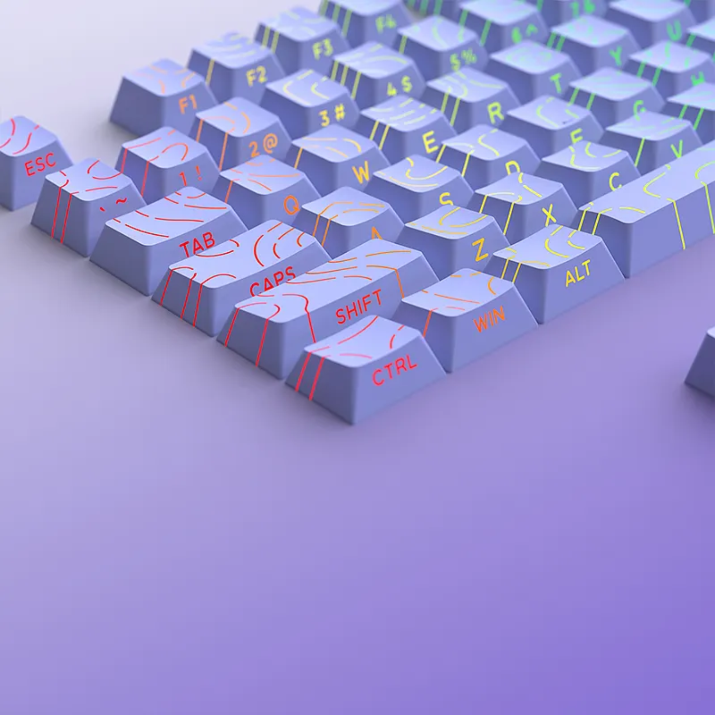 Pastel Purple Topography Line Crack Side Backlit Keycaps