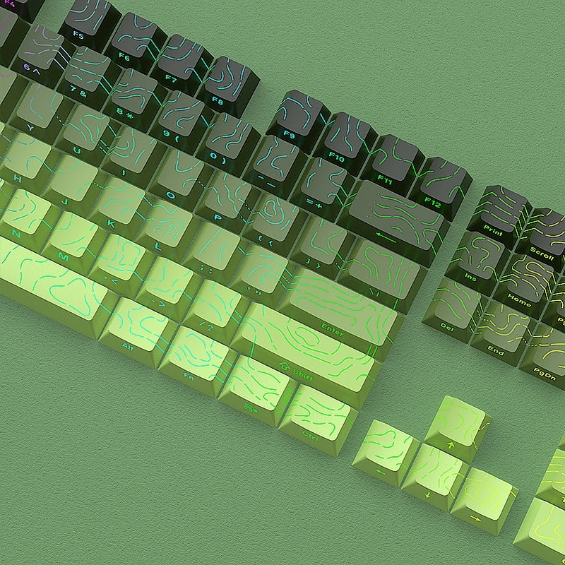 Topography Line Crack Venom Green Cherry Side Backlit Keycaps