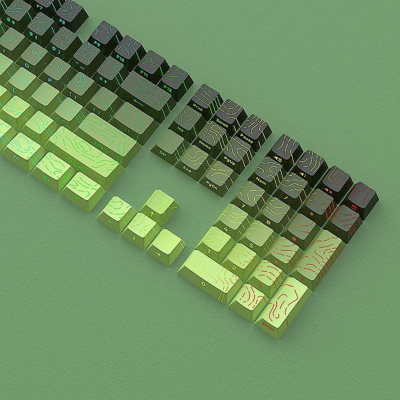 Topography Line Crack Venom Green Cherry Side Backlit Keycaps