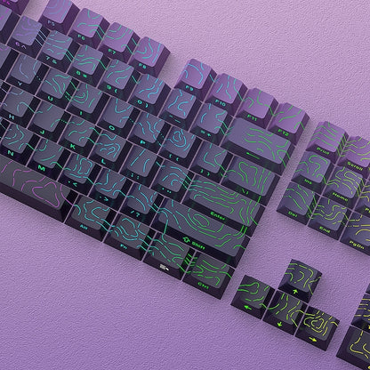 Topography Line Crack Dark Amethyst Cherry Side Backlit Keycaps