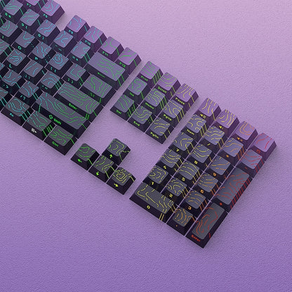 Topography Line Crack Dark Amethyst Cherry Side Backlit Keycaps