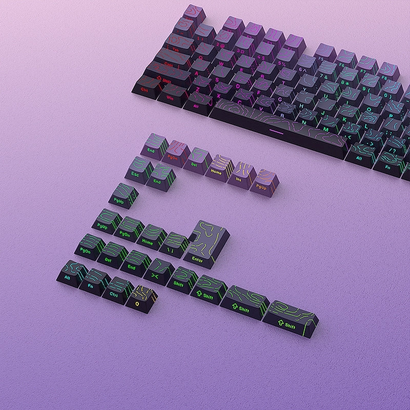 Topography Line Crack Dark Amethyst Cherry Side Backlit Keycaps