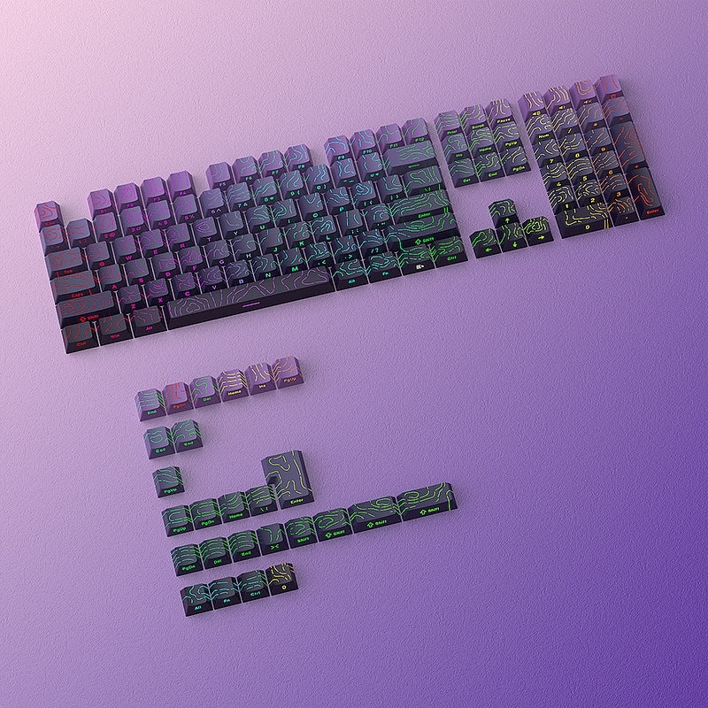 Topography Line Crack Dark Amethyst Cherry Side Backlit Keycaps
