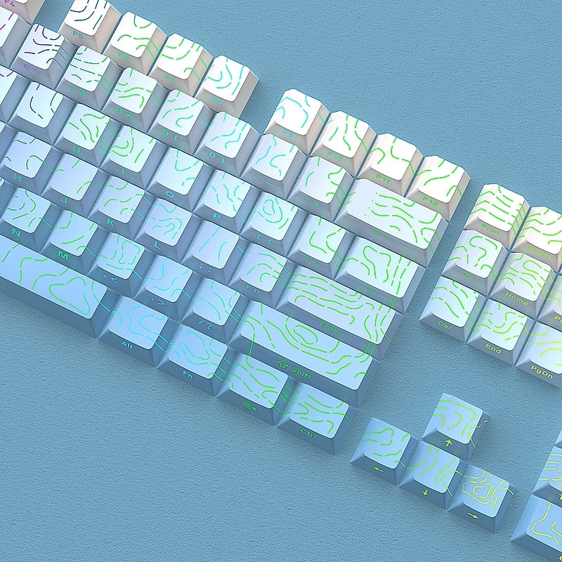 Topography Line Crack Sky Blue Cherry Side Backlit Keycaps