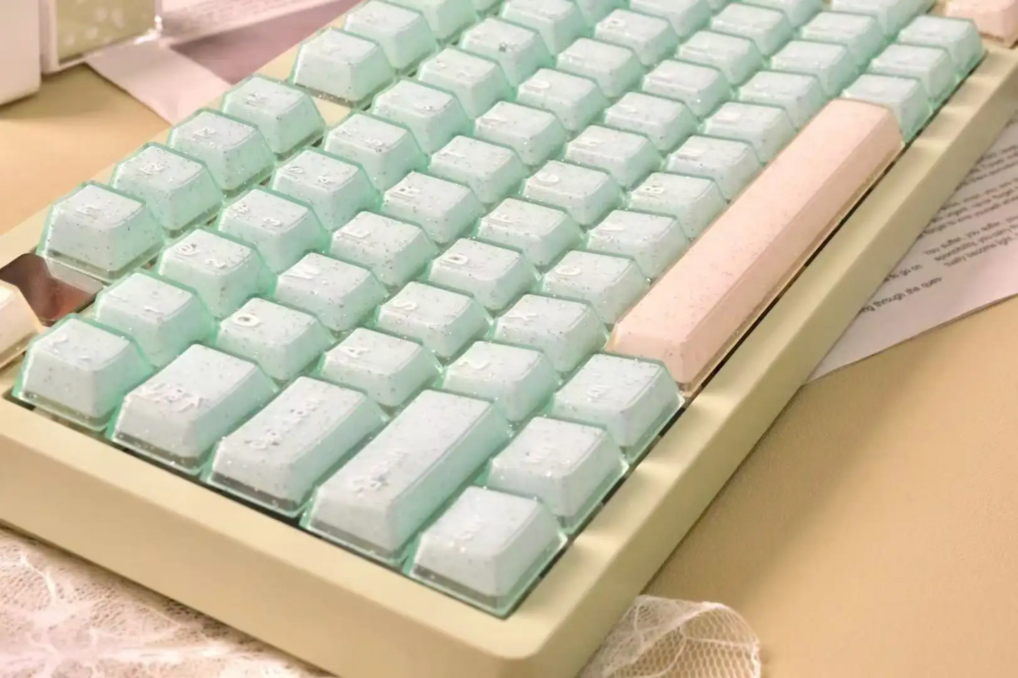 Mint Sand Sparkling Doubleshot Thick Keycaps