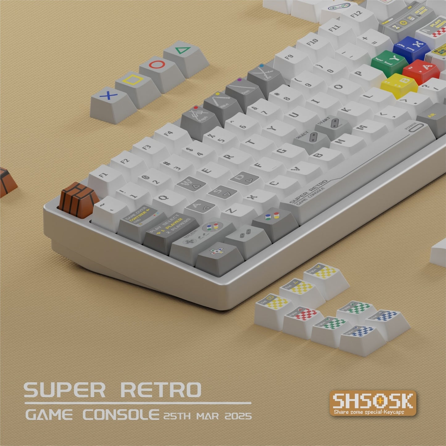 Super Retro Game Console 1.7mm Thick Cherry PBT Keycaps