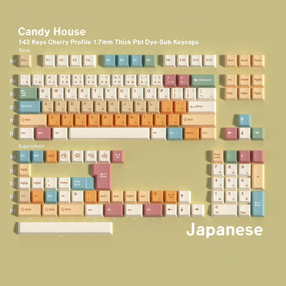 Candy House Minimal English /Japanese/Korean Cherry 1.7mm Thick PBT Keycaps