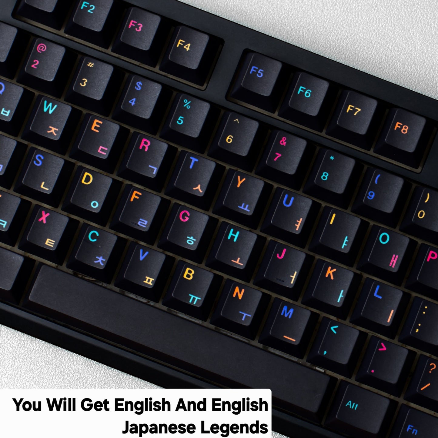 Underworlds Jet Black English Japanese Cherry 1.7mm Thick PBT Keycaps