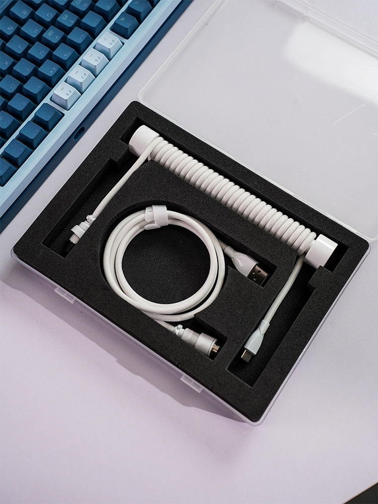 PREMIUM 8K White Aviator Coiled Cable With Metal head Spring Cable Man ...