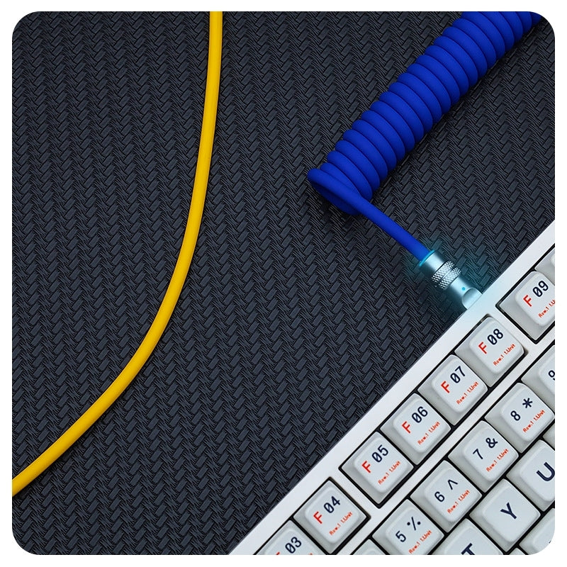 8k Custom Silicone Braided Luminous Aviator Plug Coiled Cable For Mechanical Keyboard