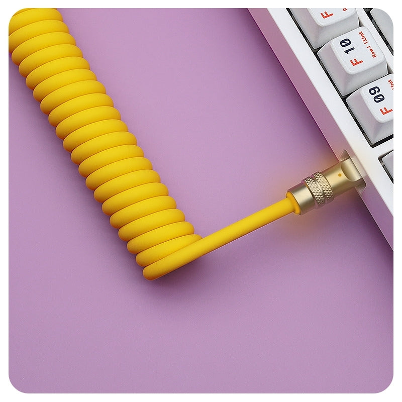 8k Custom Silicone Braided Luminous Aviator Plug Coiled Cable For Mechanical Keyboard