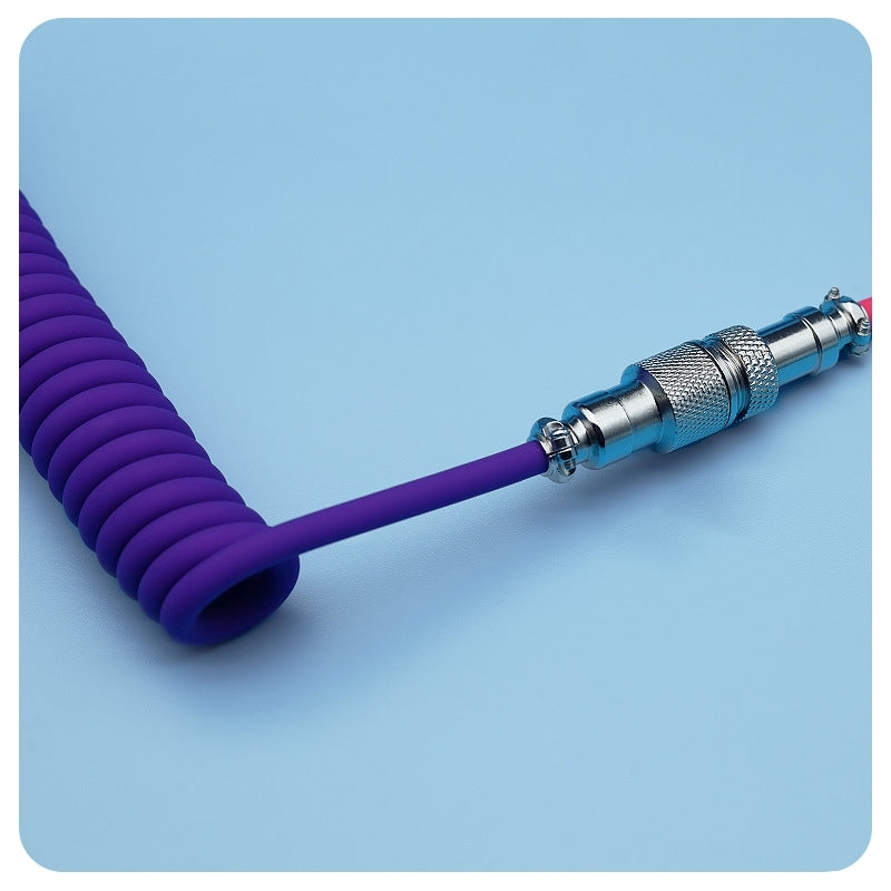 8k Custom Silicone Braided Luminous Aviator Plug Coiled Cable For Mechanical Keyboard