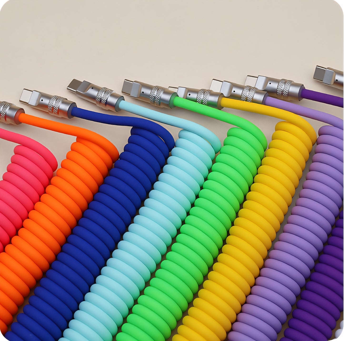 8k Custom Silicone Braided Luminous Aviator Plug Coiled Cable For Mechanical Keyboard