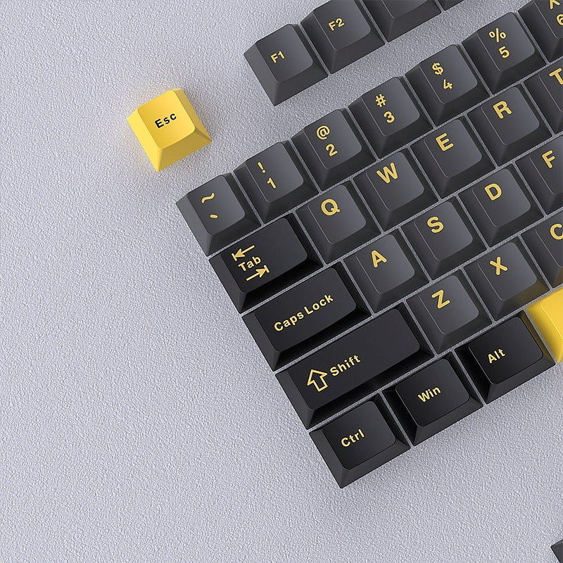 Black Gray Yellow Cherry Doubleshot PBT Keycaps