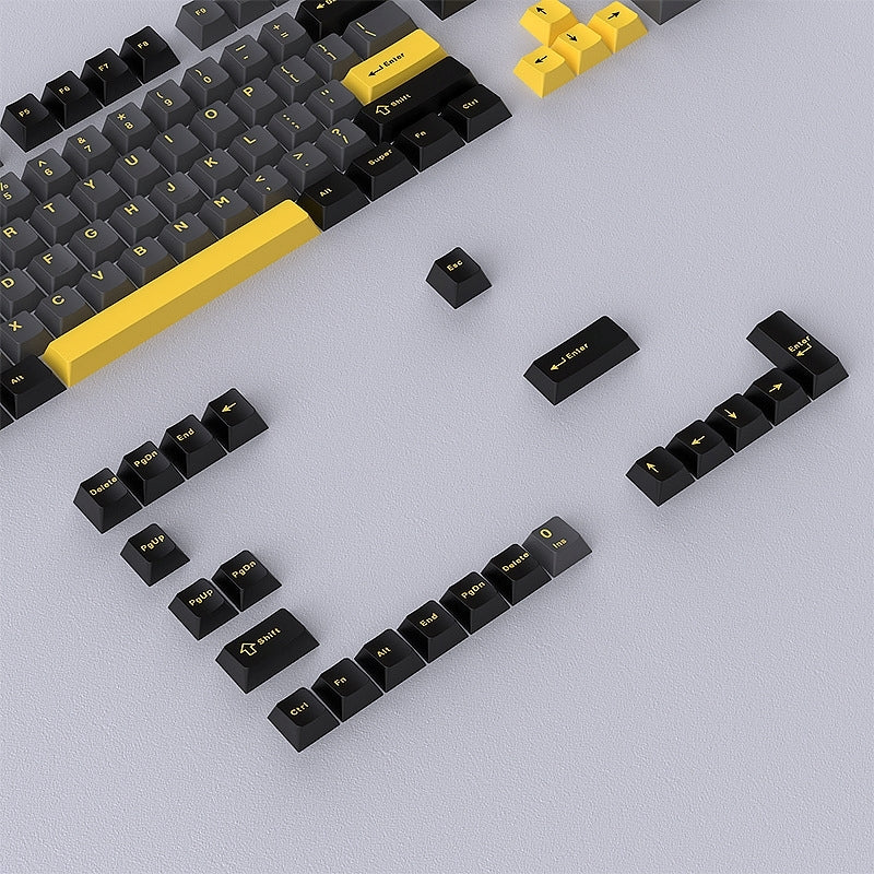 Black Gray Yellow Cherry Doubleshot PBT Keycaps