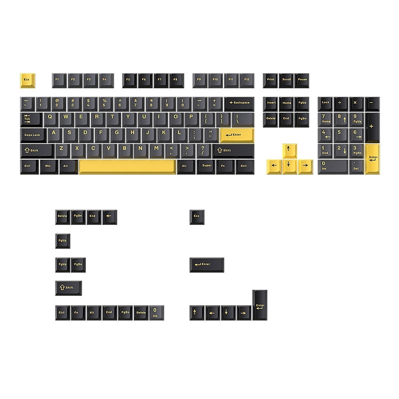 Black Gray Yellow Cherry Doubleshot PBT Keycaps